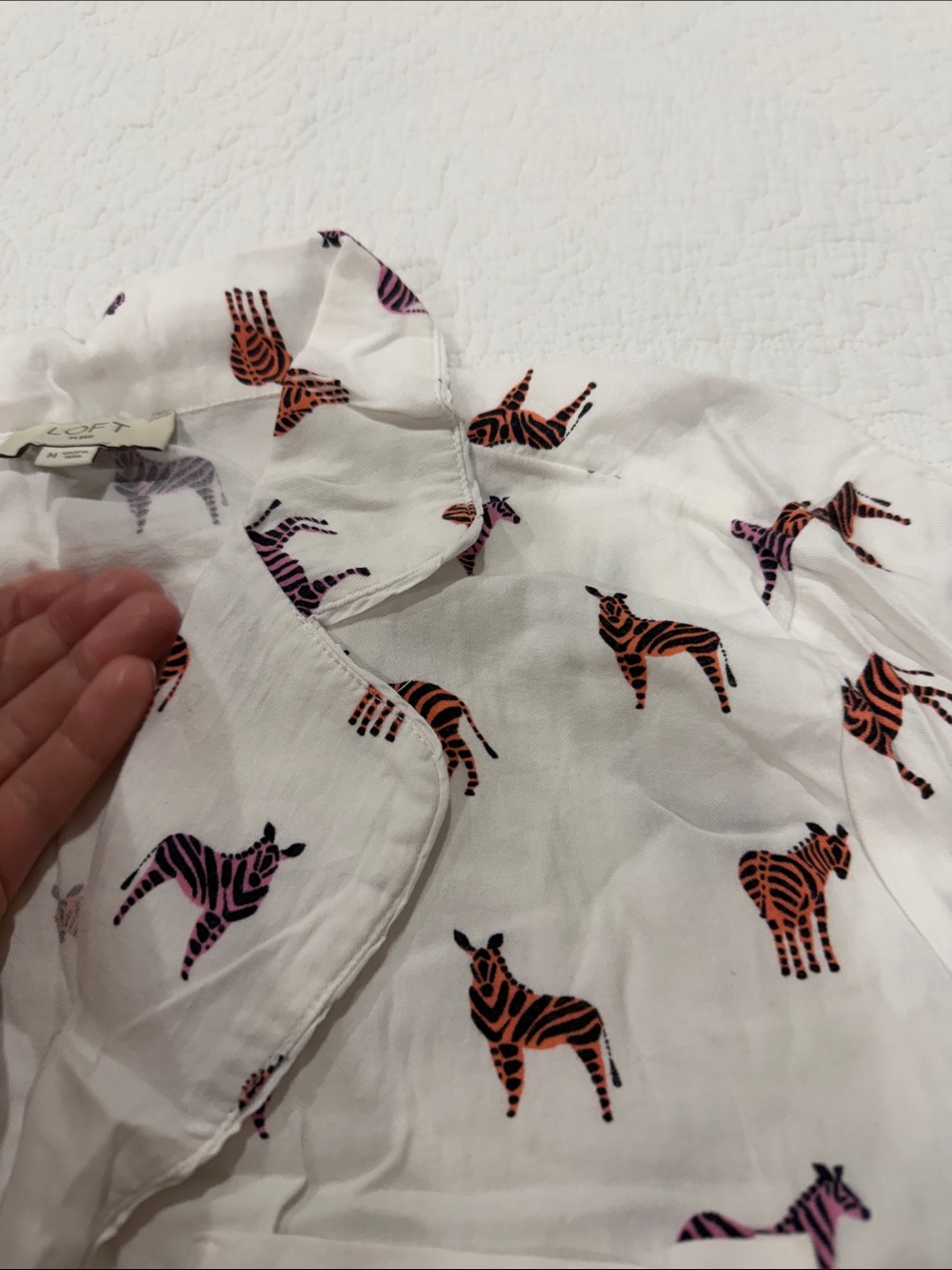 LOFT White Short Sleeve Zebra Print Pajama Set - Picture 2 of 4